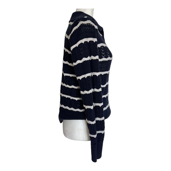 Gap Crochet Navy Blue & White Collared Sweater - Picture 3 of 9